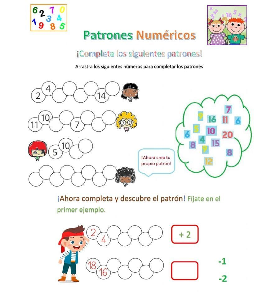 Fichas de series numéricas y patrones 1