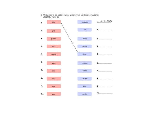 Fichas de Palabras Compuestas