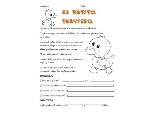 Fichas de patos para escribir 2