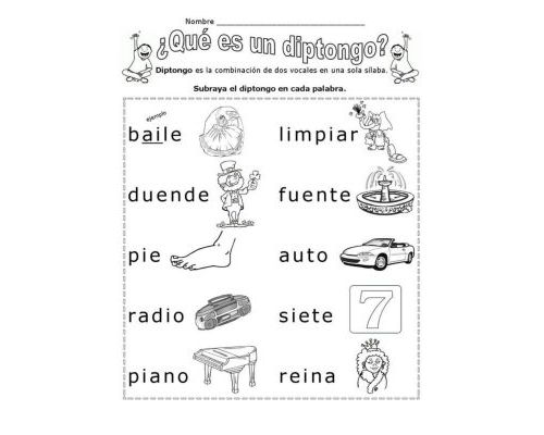 Fichas de diptongos e hiatos