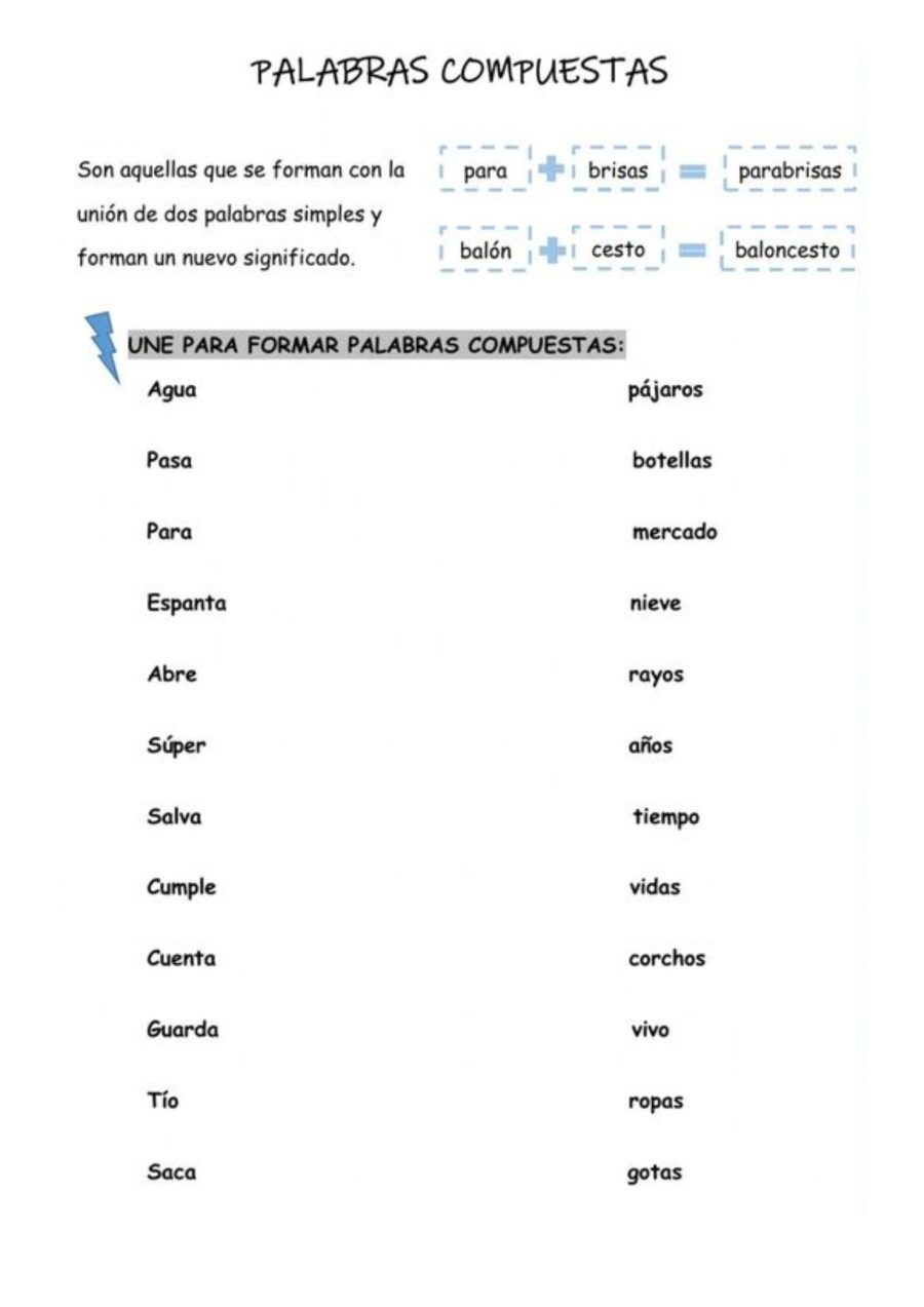 Ficha de Palabras Compuestas Lengua 3