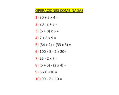Fichas de operaciones combinadas