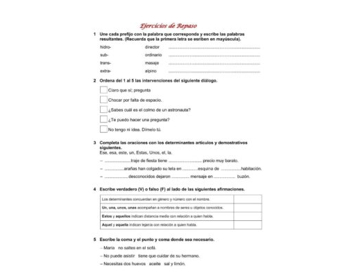 Fichas de repaso 5 de primaria