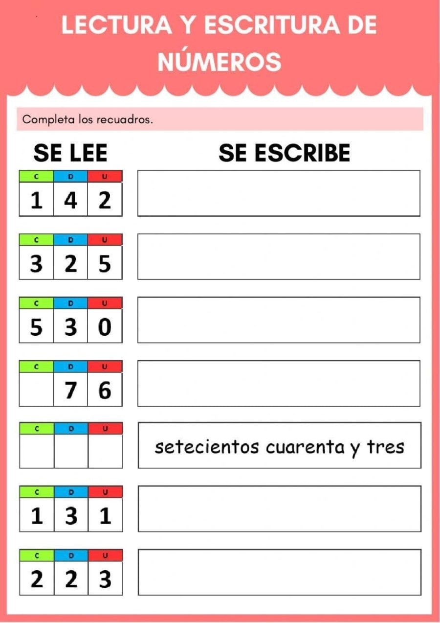 Lectoescritura numérica estrategias para leer y escribir correctamente los números de tres cifras 2