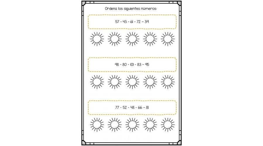 Fichas para contar, ordenar y sumar números 3