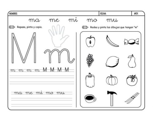 Fichas de la M para imprimir 1