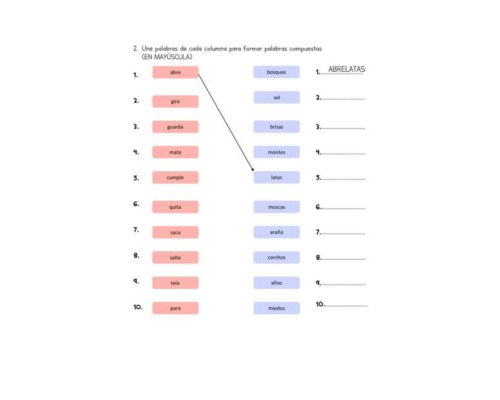 Fichas de Palabras Compuestas