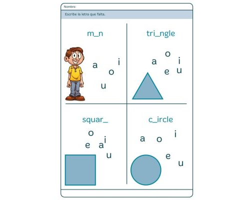 Ejercicios de inglés para segundo grado de primaria 2