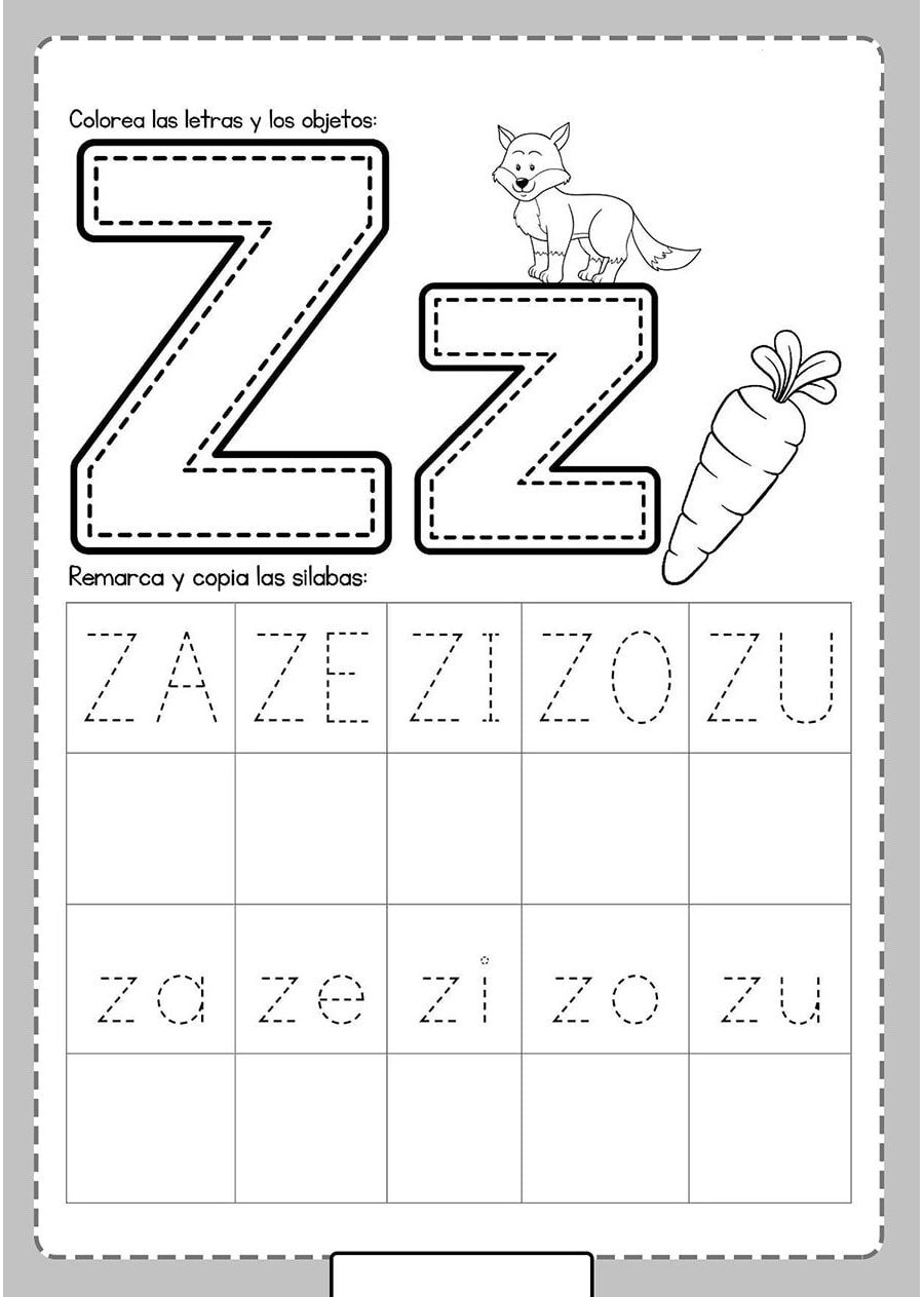 Fichas de la Z para colorear 3