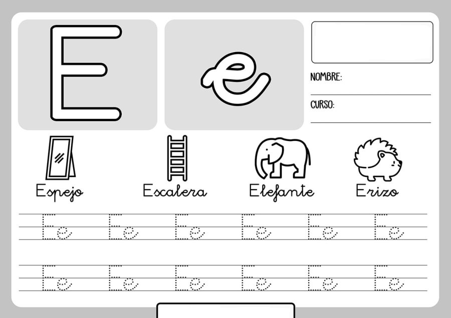 Fichas de la E para imprimir 1