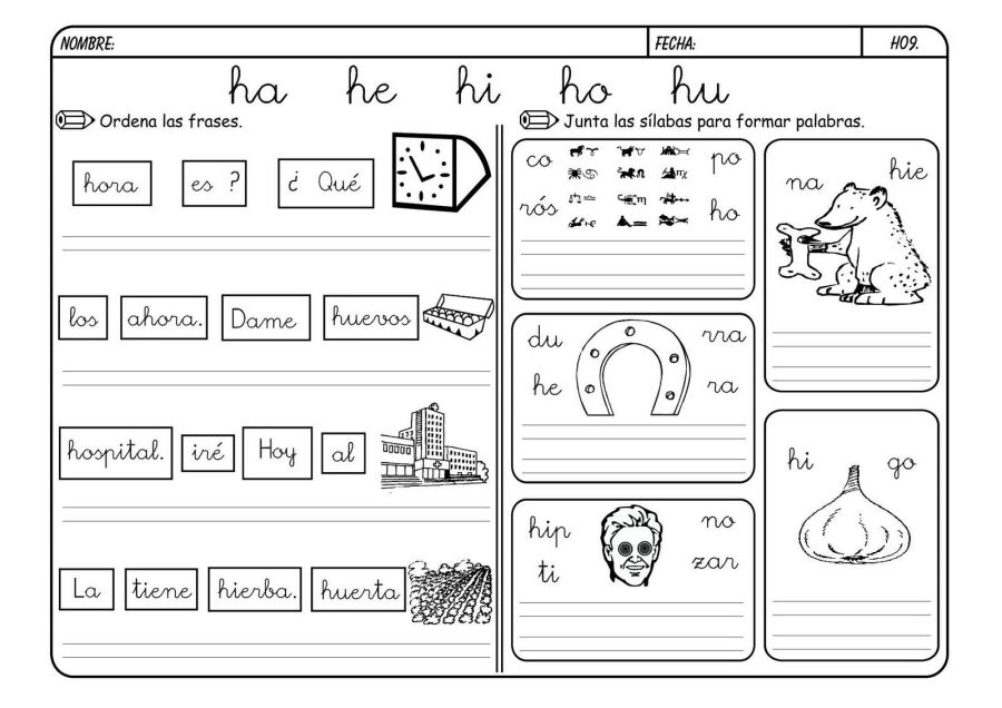 Fichas de la H para imprimir 1