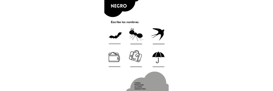 Fichas de color negro para escribir 3