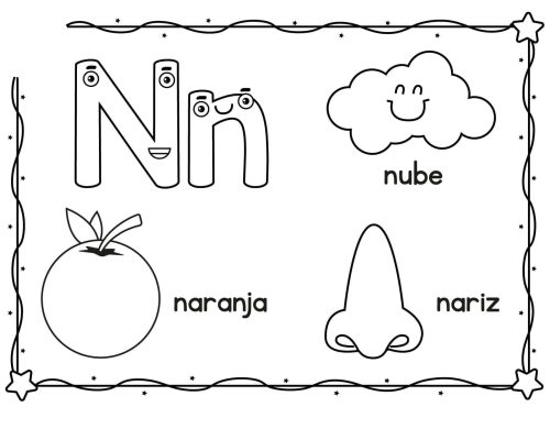 Fichas de la N para colorear 2