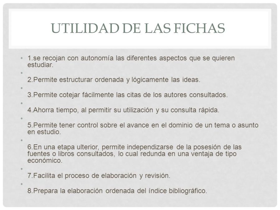 Definición y utilidad de las fichas 1