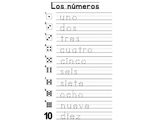 Practicar la escritura de los números 1