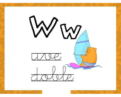 Fichas de la W para colorear 1