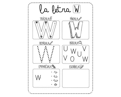Fichas de la W para imprimir 1