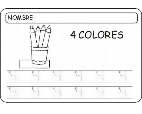 Ejercicios de contar y reconocer la cantidad del número 4 2