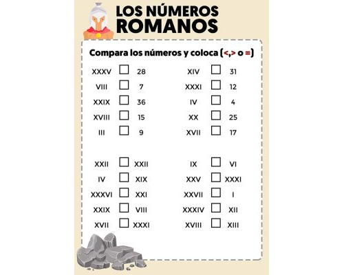 Fichas de números romanos