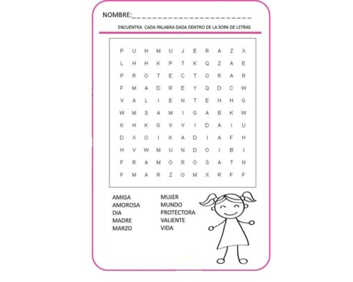 Fichas del dia de la mujer sopa de letras (2)