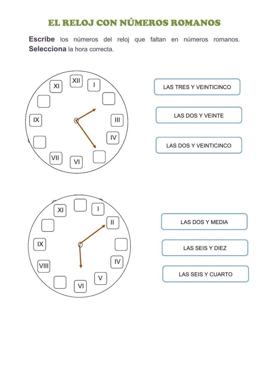 Numeración romana en relojes y cronogramas 2