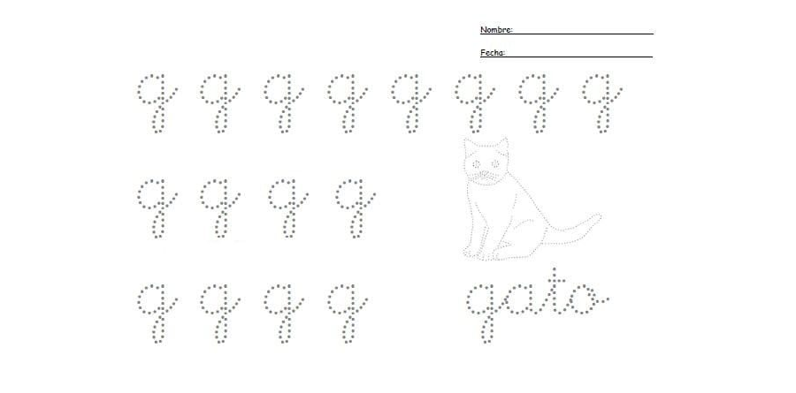 Fichas de la g minúscula 1
