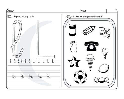 Fichas de la "L" para colorear 1