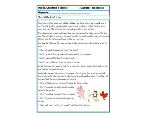 Cuentos y actividades de comprensión lectora en inglés 2