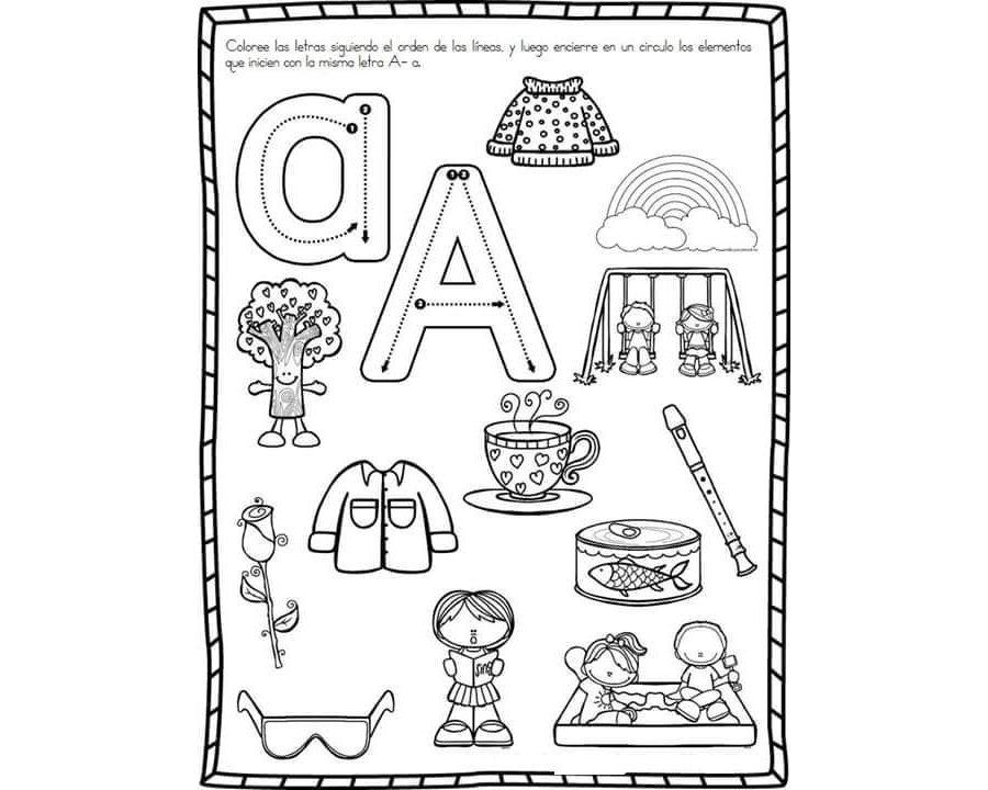 Fichas de la A para colorear 1