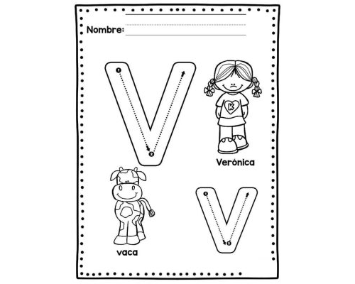 Fichas de la V para colorear 1