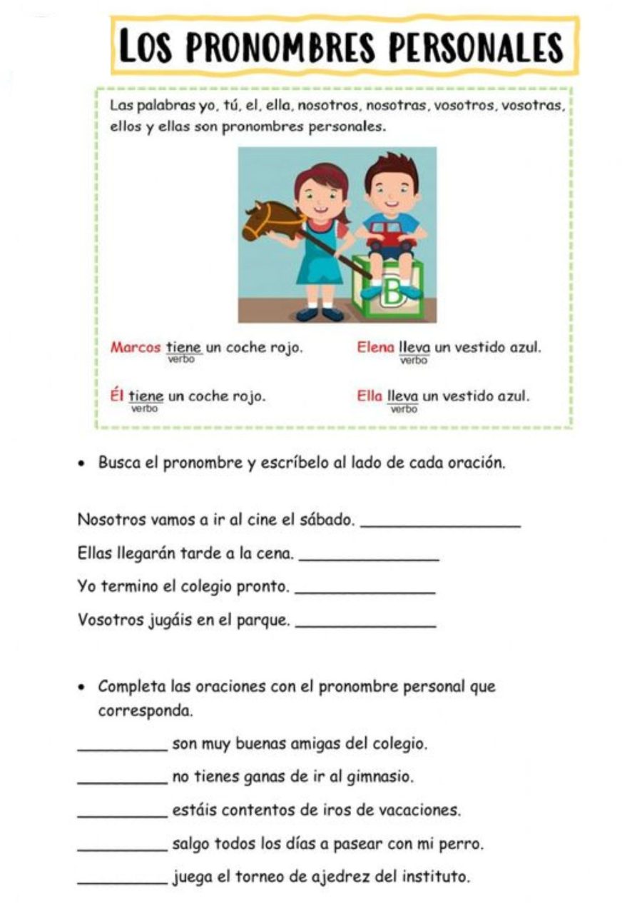 Ficha de pronombres personales interactiva 1