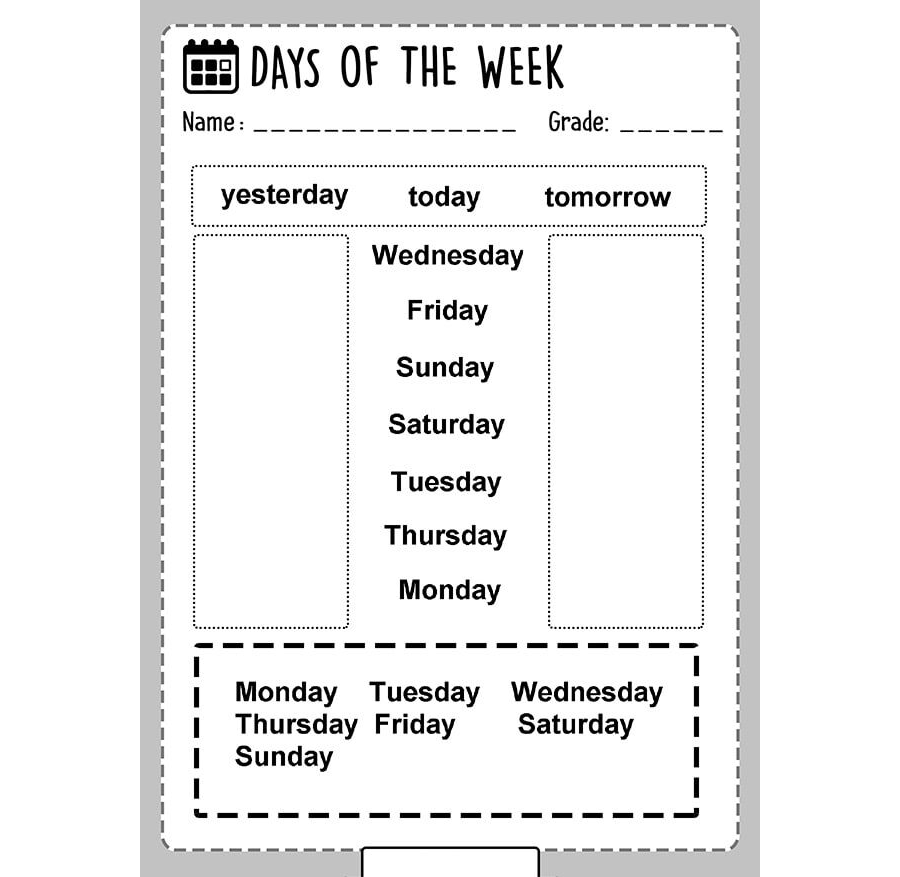 Creación de fichas dias de la semana en ingles interactivas en línea 3