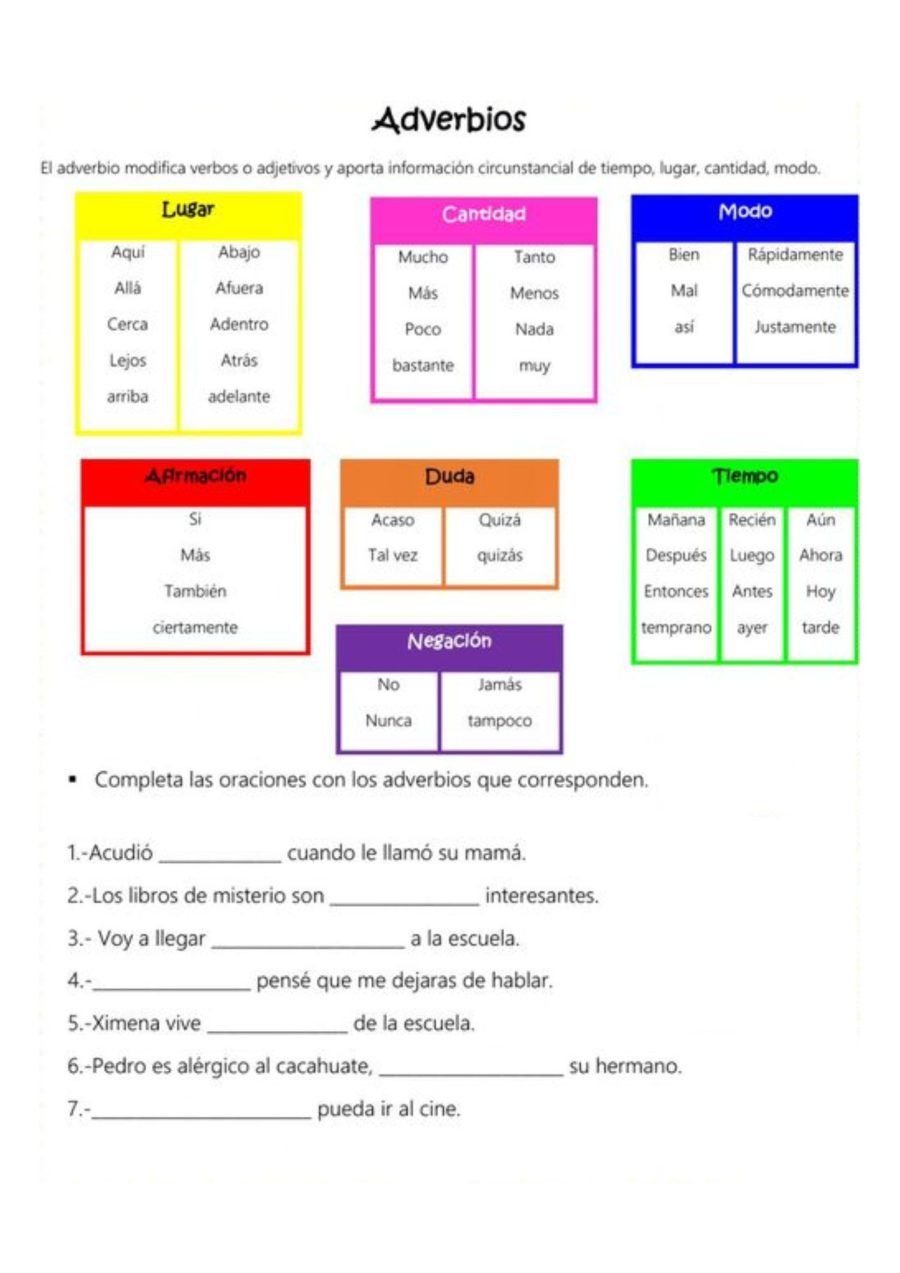 Ficha de adverbios interactiva 3