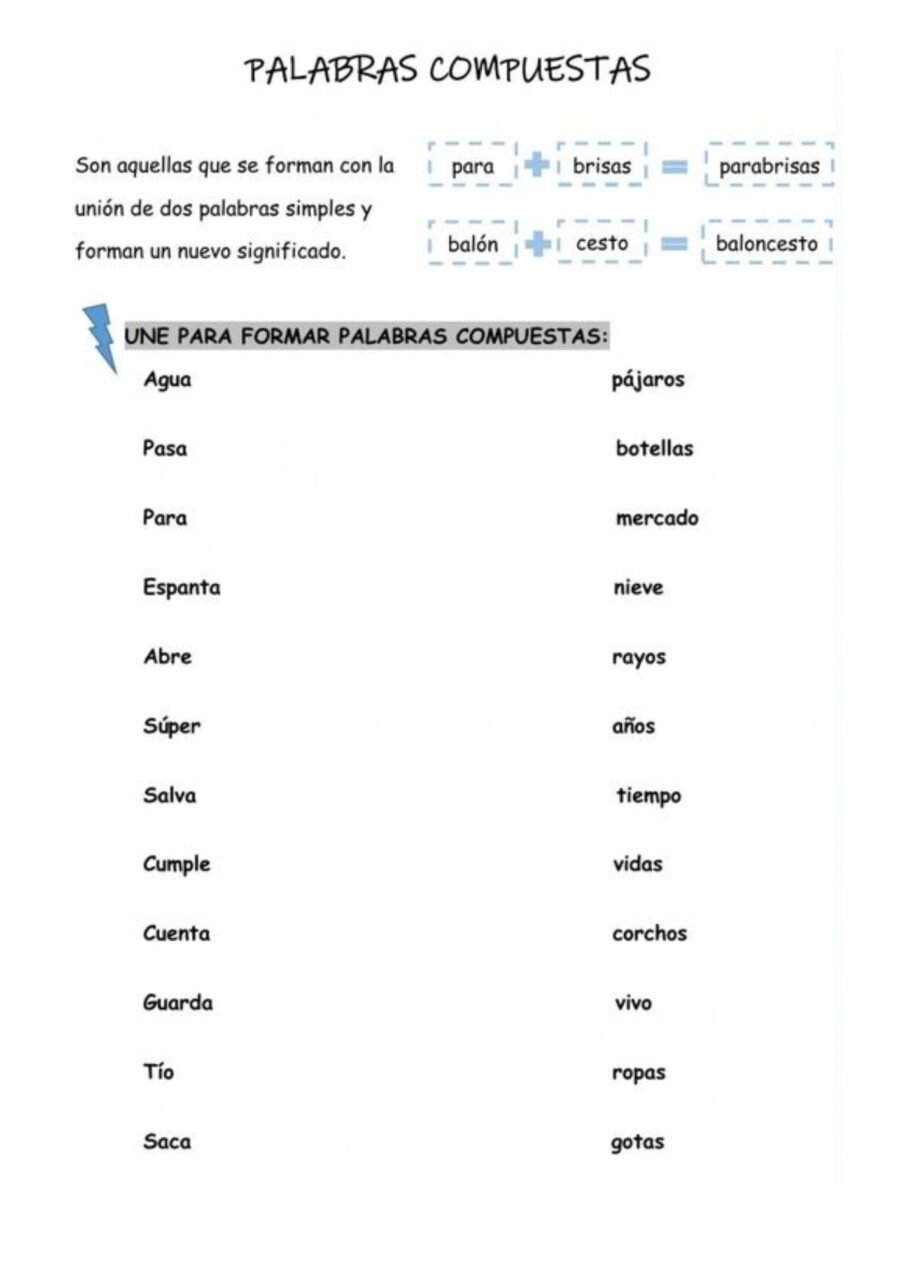 Ficha de Palabras Compuestas Lengua 3