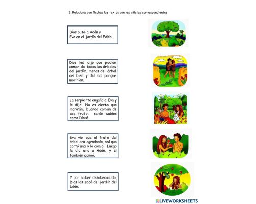 Fichas de Adán y Eva para escribir 3