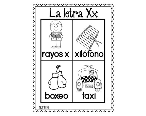 Fichas de la X para colorear 1