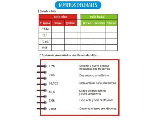 Lectura y escritura de números decimales 3