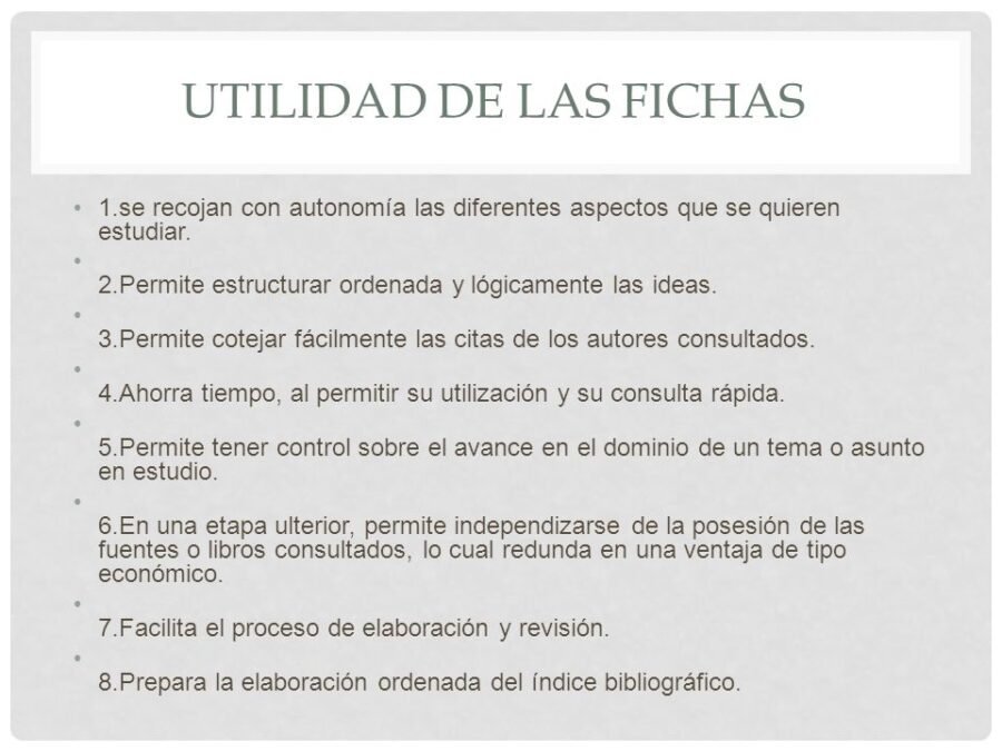 Definición y utilidad de las fichas 1