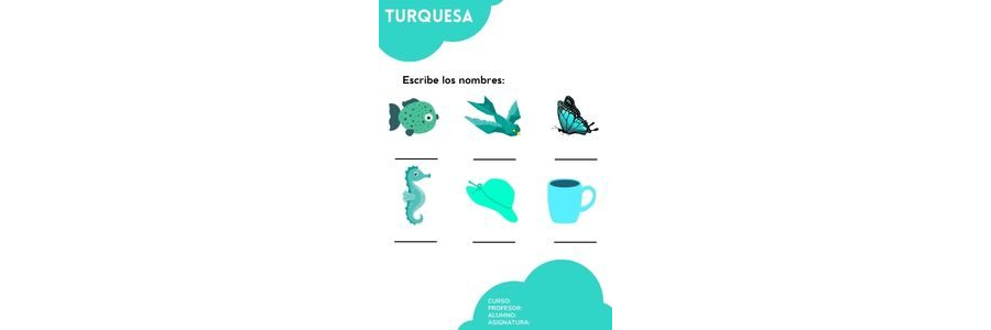 Fichas de color turquesa para escribir 3