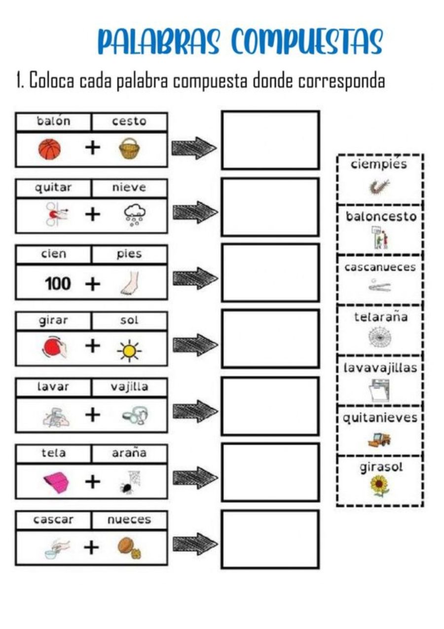 Ficha de Palabras Compuestas actividad 1