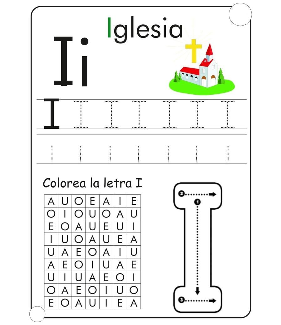 Ejercicios de trazado y escritura de vocales 3