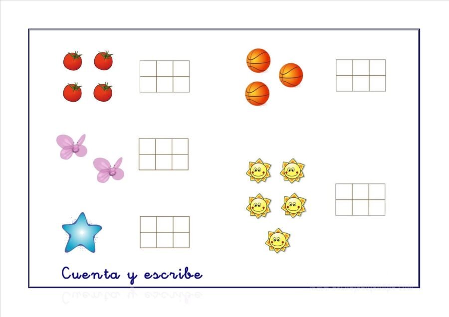 Fichas de los números del 1 al 5 para niños 3