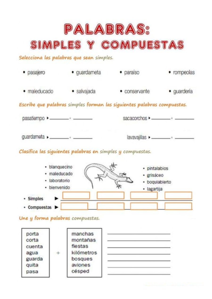 Ficha de Palabras Compuestas actividad 2
