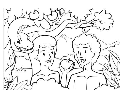 Fichas de Adán y Eva para colorear 3