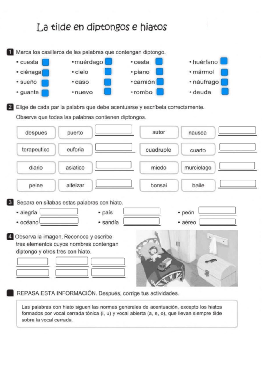 Fichas Diptongos e Hiatos Ortografía 2