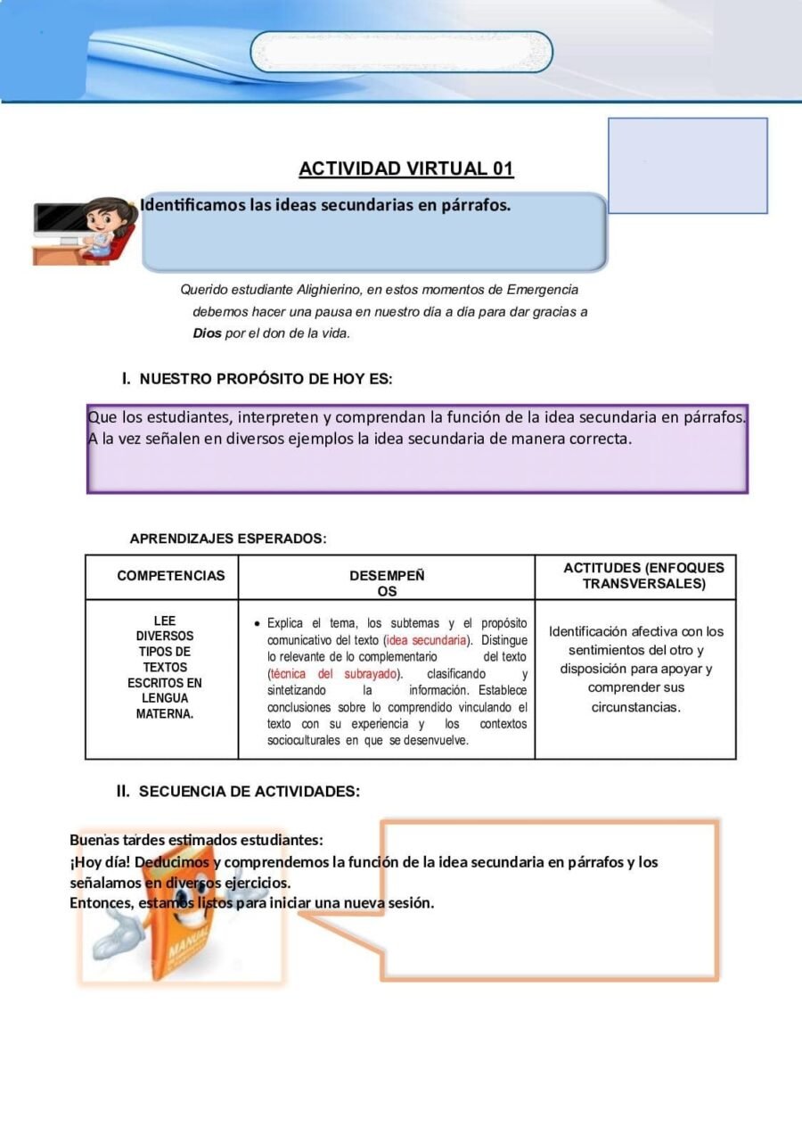 Identificación de ideas principales, interrogantes y términos desconocidos 1