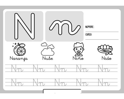 Fichas de la N para colorear 1