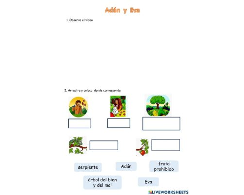 Fichas de Adán y Eva para escribir 2