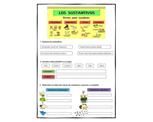 Fichas de sustantivos