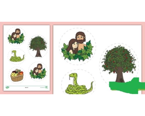 Fichas de Adán y Eva para imprimir 1